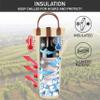 opux Wine Bag Single Bottle Carrier Tote, Insulated Travel Wine Cooler Bag for Picnic Beach Gift, Thermal Padded Portable One Bottle Holder Carrying Case for Women Men Wine Lovers, Cream Beige view 2