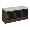 ClosetMaid 1632 Cubeicals 3-Cube Storage Bench, Espresso with Gray Cushion view 1