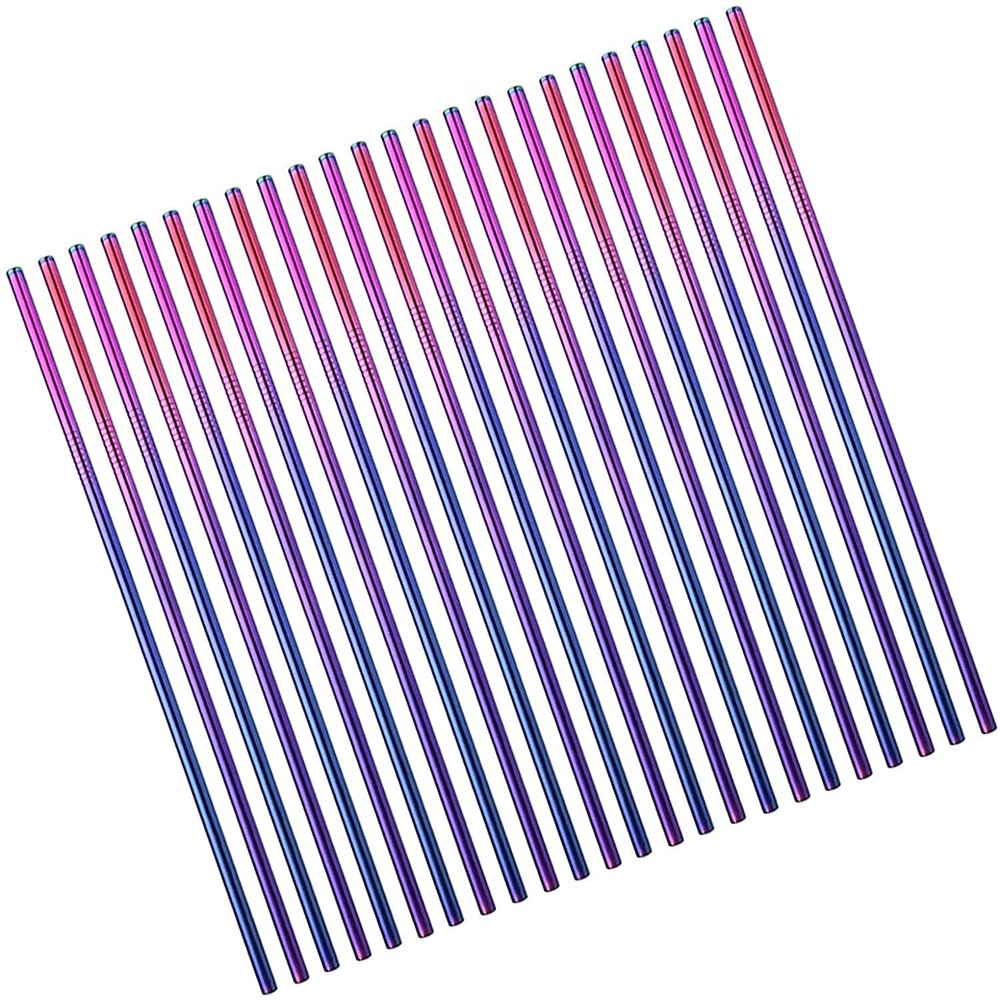 100Pcs Rainbow Reusable Stainless Steel Metal Straws for Bulk Order. NiceCaTeLe 8.5 Kids Toddler Baby Child Drinking Straws for 20oz Tumblers Yeti Dishwasher Safe(8.5" Long, Rainbow-100pcs Straight)