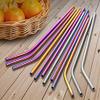 100Pcs Rainbow Reusable Stainless Steel Metal Straws for Bulk Order. NiceCaTeLe 8.5 Kids Toddler Baby Child Drinking Straws for 20oz Tumblers Yeti Dishwasher Safe(8.5" Long, Rainbow-100pcs Straight) view 3