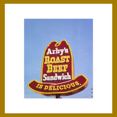 LIVESTOCK Arby's Restaurant Sign on Manchester Boulevard in Inglewood CA - Vintage Art Print For Home & Office - Prints For Wall Decor By John Margolies - Premium Framed Art With Frame Or Print Only