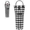 OPUX Wine Bag Single Bottle Carrier Tote, Insulated Travel Wine Cooler Bag for Picnic Beach Gift, Thermal Padded Portable One Bottle Holder Carrying Case for Women Men Wine Lovers, Plaid Buffalo White view 1