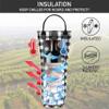 OPUX Wine Bag Single Bottle Carrier Tote, Insulated Travel Wine Cooler Bag for Picnic Beach Gift, Thermal Padded Portable One Bottle Holder Carrying Case for Women Men Wine Lovers, Plaid Buffalo White view 2