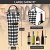 OPUX Wine Bag Single Bottle Carrier Tote, Insulated Travel Wine Cooler Bag for Picnic Beach Gift, Thermal Padded Portable One Bottle Holder Carrying Case for Women Men Wine Lovers, Plaid Buffalo White view 3