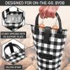 OPUX Wine Bag Single Bottle Carrier Tote, Insulated Travel Wine Cooler Bag for Picnic Beach Gift, Thermal Padded Portable One Bottle Holder Carrying Case for Women Men Wine Lovers, Plaid Buffalo White view 4