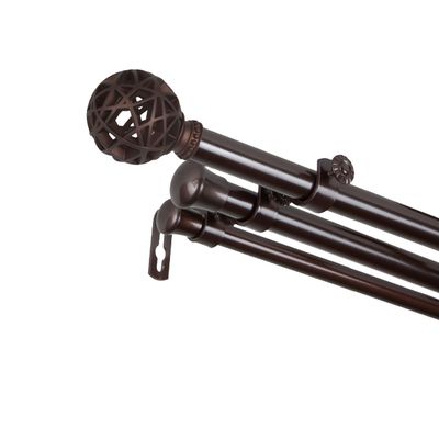 A&F Rod Decor - Legend 13/16" Triple Curtain Rod 48-84 inch - Cocoa
