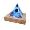 TYZK Meditation Orgone Pyramid Crystals Orgone Pyramid w/LED Light Wooden Base Blue Crystal Home Decor view 1