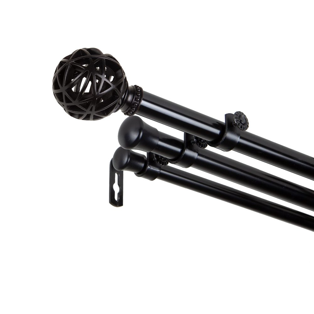 A&F Rod Decor - Legend 13/16" Triple Curtain Rod 48-84 inch - Black