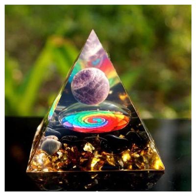 TYQXSH Energy Generator 60MM Tree of Life Orgone Pyramid Amethyst Peridot Chakra Reiki Meditation (Color : 9-6cm)