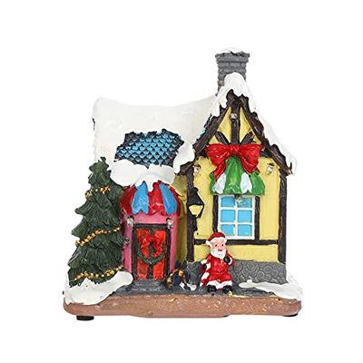 Christmas Church Village Lit House-LED Lighted Christmas Collectible Buildings Winter Snow Village Perfect Addition to Your Christmas Indoor Decorations (Color : B, Size : 14X16X8CM)