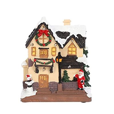 Christmas Church Village Lit House-LED Lighted Christmas Collectible Buildings Winter Snow Village Perfect Addition to Your Christmas Indoor Decorations (Color : C, Size : 14X16X8CM)