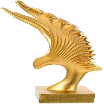 YRHH Eagle Sculpture Abstract Dapeng Statues Resin Eagle Sculpture Collectible Crafts Figurine for Home Living Room TV Cabinet Office Decoration-Gold