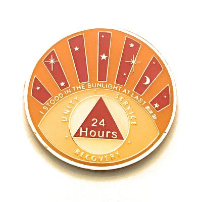 24 Hour AA Medallion, I Stood in The Sunlight, Orange & Yellow Chip, Token, Coin