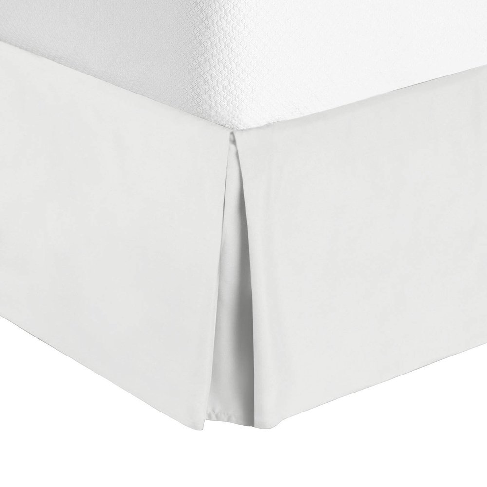 Cotton King Super Soft Egyptian Cotton Box Pleated White Bed Skirt 800 Series 19 Inches Tailored Drop Iron Easy Quadruple Wrinkle Free Queen 60'' x 75''