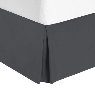 Cotton King Super Soft Egyptian Cotton Box Pleated Dark Gray Bed Skirt 800 Series 18 Inches Tailored Drop Iron Easy Quadruple Fade Resistant Short Queen 60''x 84''