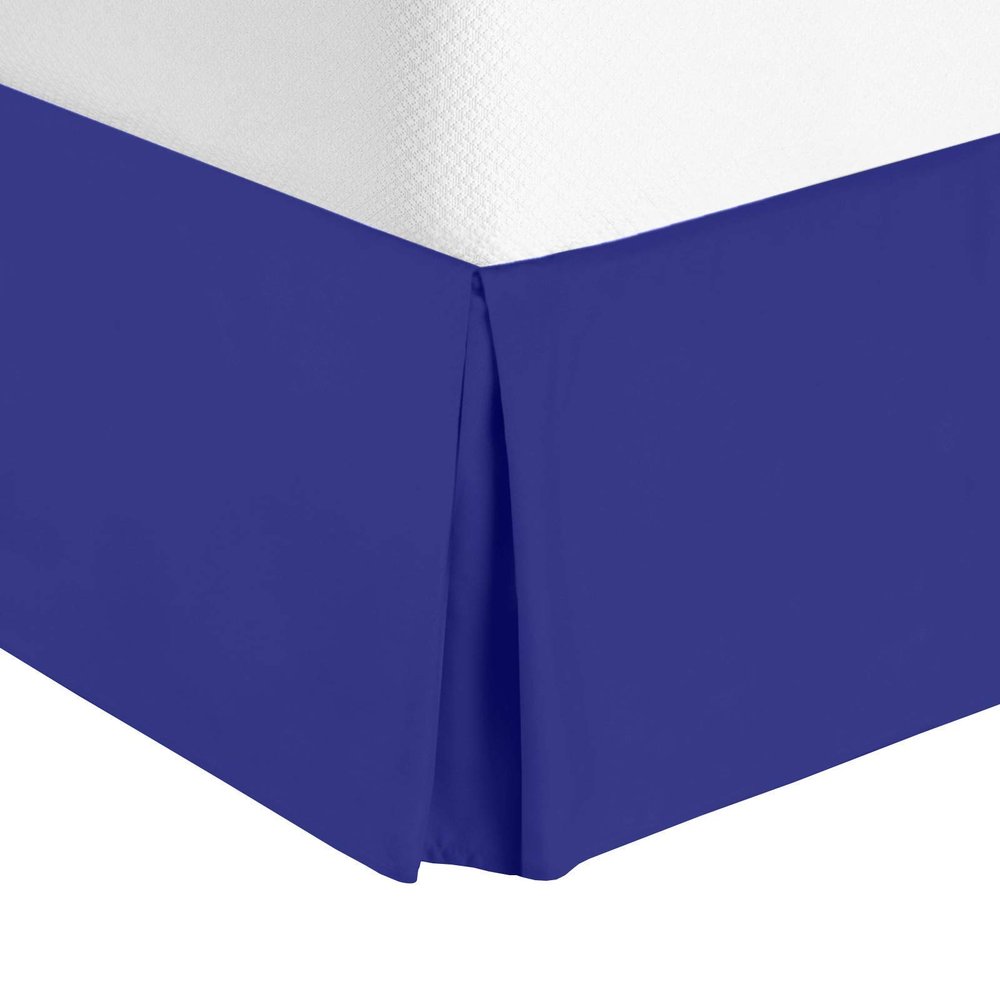 Cotton King Super Soft Egyptian Cotton Box Pleated Royal Blue Bed Skirt 800 Series 19 Inches Tailored Drop Iron Easy Quadruple Wrinkle Free King 76'' x 80''