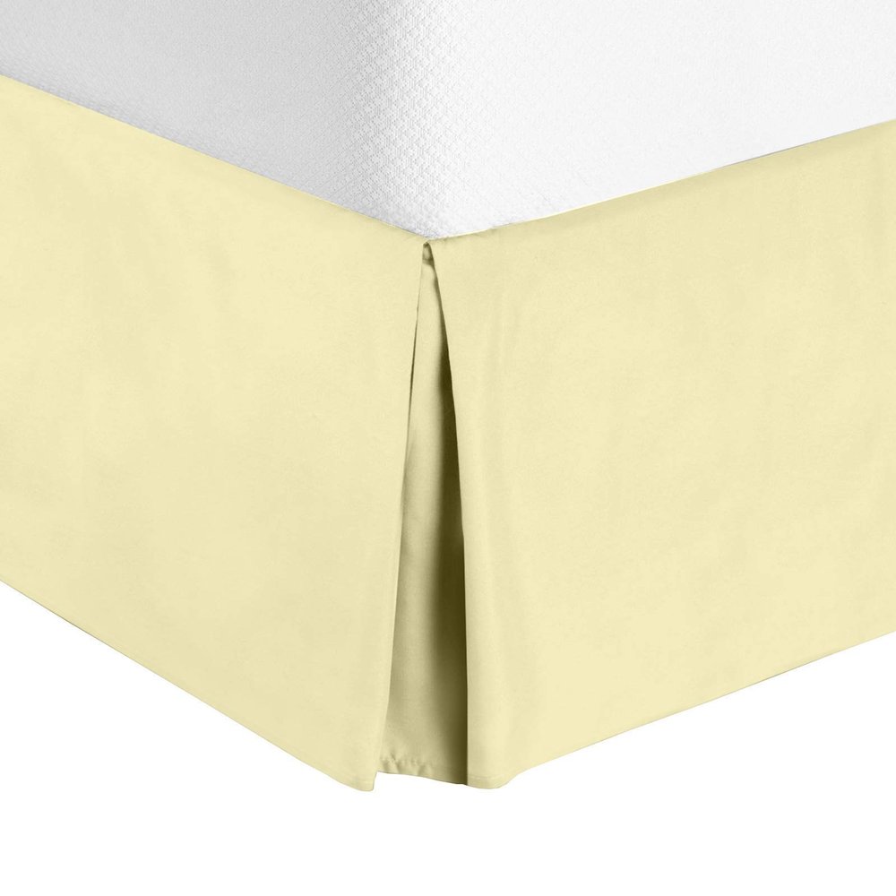 Cotton King Super Soft Egyptian Cotton Box Pleated Ivory Bed Skirt 800 Series 18 Inches Tailored Drop Iron Easy Quadruple Wrinkle Free King 76'' x 80''