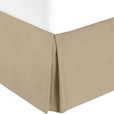 Cotton King Super Soft Egyptian Cotton Box Pleated Taupe Bed Skirt 800 Series 18 Inches Tailored Drop Iron Easy Quadruple Wrinkle Free Cal. Queen 60''x 84''