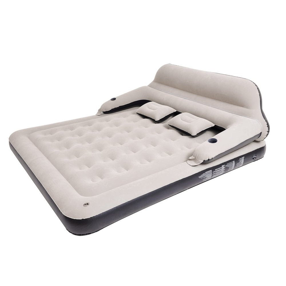 RAPTAVIS King Size Air Mattress Sofa Bed with Headboard and Pillow, Inflatable Bed for Outdoor Overnight