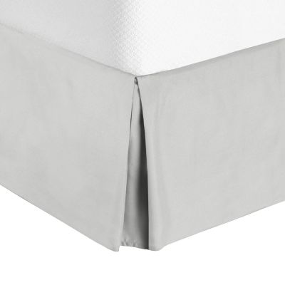Cotton King Super Soft Egyptian Cotton Box Pleated Silver Gray Bed Skirt 800 Series 19 Inches Tailored Drop Iron Easy Quadruple Wrinkle Free Twin XL 39'' x 80''