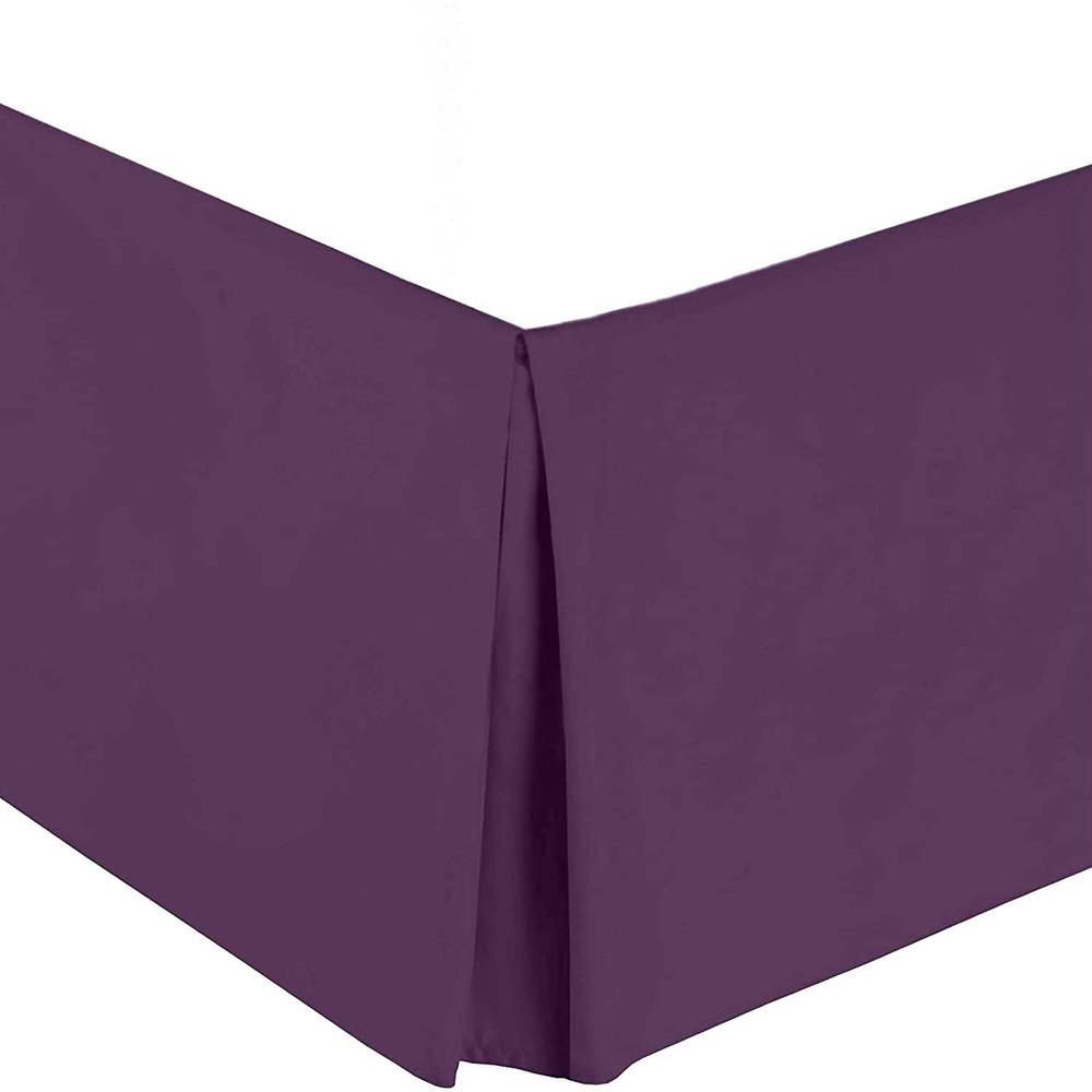 Cotton King Super Soft Egyptian Cotton Box Pleated Egg Plant Bed Skirt 800 Series 19 Inches Tailored Drop Iron Easy Quadruple Wrinkle Free Twin 39'' x 75''