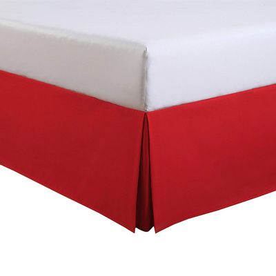 Cotton King Super Soft Egyptian Cotton Box Pleated Blood Red Bed Skirt 800 Series 16 Inches Tailored Drop Iron Easy Quadruple Wrinkle Free Queen 60'' x 75''