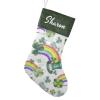 CUXWEOT Personalized Green Shamrock Rainbow Christmas Stocking Customize Name Decor for Xmas Tree Fireplace Hanging Party 17.52 x 7.87 Inch view 1