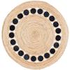 2x2, 3x3, 4x4, 5x5, 6x6, 7x7, 8x8 Ft. Natural Jute Beautiful Rug Indian Hand Braided Round/Natural Color/Black Scalloped/Patio/Round/Entryway Rug view 1