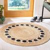 2x2, 3x3, 4x4, 5x5, 6x6, 7x7, 8x8 Ft. Natural Jute Beautiful Rug Indian Hand Braided Round/Natural Color/Black Scalloped/Patio/Round/Entryway Rug view 2