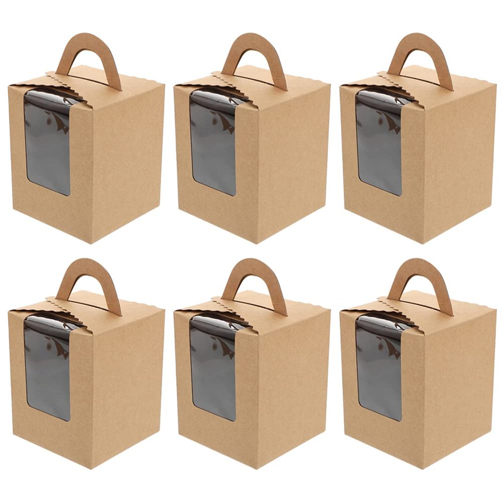 Cabilock 1set Portable Cake Box Set Elegant Muffin Wrapping Container for Desserts for Parties and Holidays Kraft Paper Design Easy to Store and Use