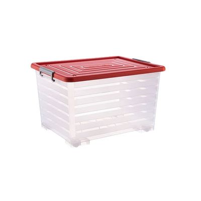 BBZY 40/60L Storage Bins,with Lid Car Storage Box,Clear Plastic Storage Box with Handle,with Rollers to Move (Color : Red, Size : 45 * 34 * 26cm)
