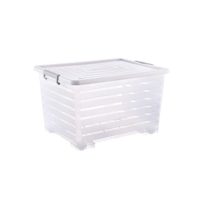 BBZY 40/60L Storage Bins,with Lid Car Storage Box,Clear Plastic Storage Box with Handle,with Rollers to Move (Color : White, Size : 51.5 * 39 * 31cm)