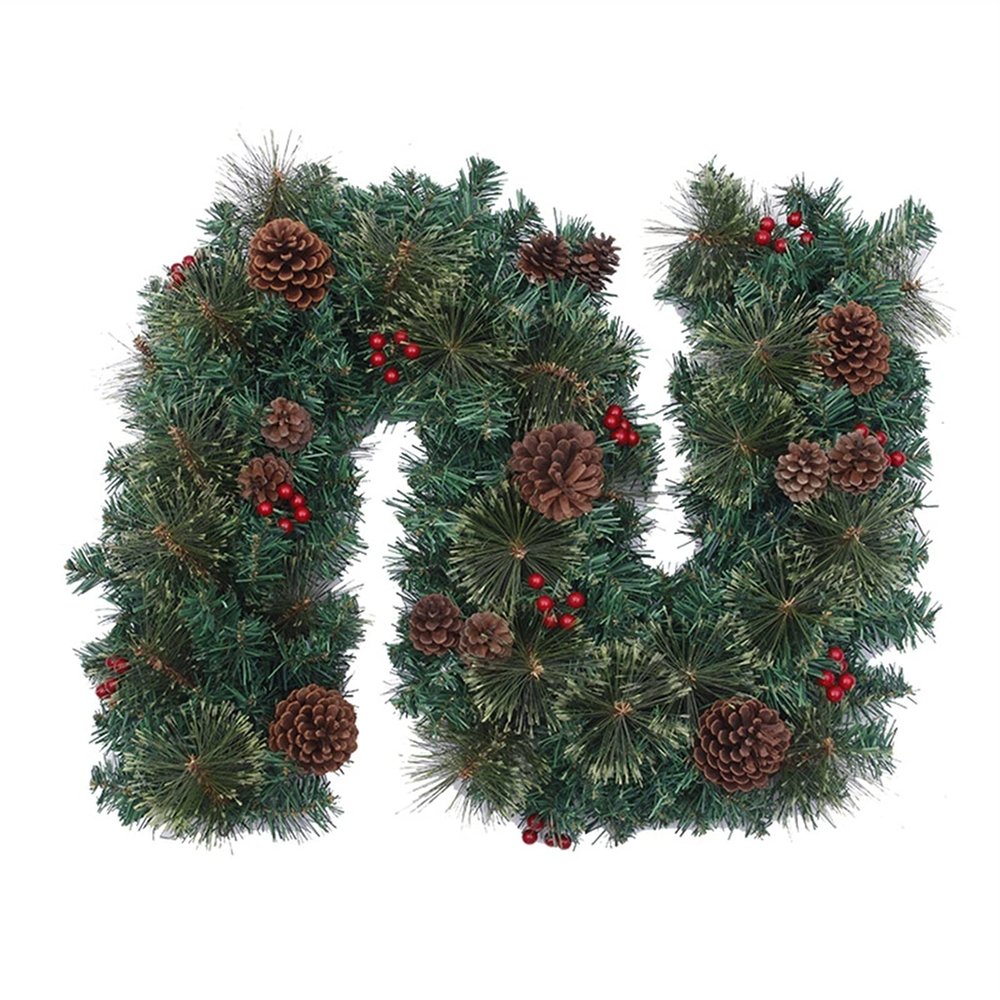 Wreath LIU- 270cm Christmas Garland Artificial Green Spruce with Pine Conesfor Home Wedding Party Christmas,Mantel,Stairs Railings and Doorway Decoration (Size : 10pack)