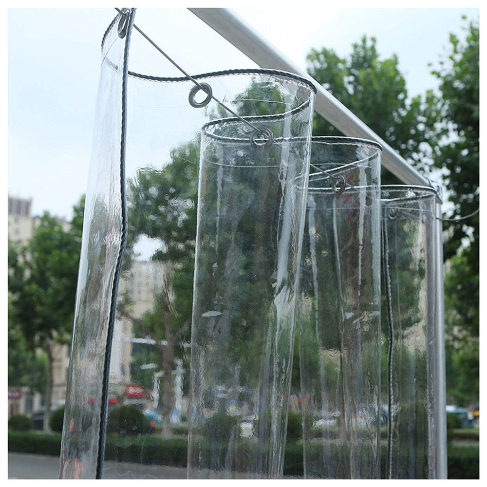 Xrdbfd 3x4m Clear Tarpaulin,Waterproof PVC Tarpaulin,with Reinforced Eyelets,Foldable Outdoor Plastic Tarpaulin Cover,Multi-Purpose Industrial Tarp for Plants,Gardens,greenhouses,2.1x2.1m/6.9 * 6.9ft