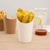 Restaurantware Bio Tek 16 Ounce French Fry Containers 100 Disposable Charcuterie Cups - Incline Design Round White Paper French Fry Cups Stackable For Waffles Chips or Popcorn view 3