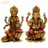 Antique Pair of laxmi Ganesh Idols for Diwali poojapuja Marble Lakshmi Ganesh Statues Laxmi-Ganesha Sculpture for Diwali poojapuja Best for Gift view 2