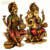 Antique Pair of laxmi Ganesh Idols for Diwali poojapuja Marble Lakshmi Ganesh Statues Laxmi-Ganesha Sculpture for Diwali poojapuja Best for Gift view 3