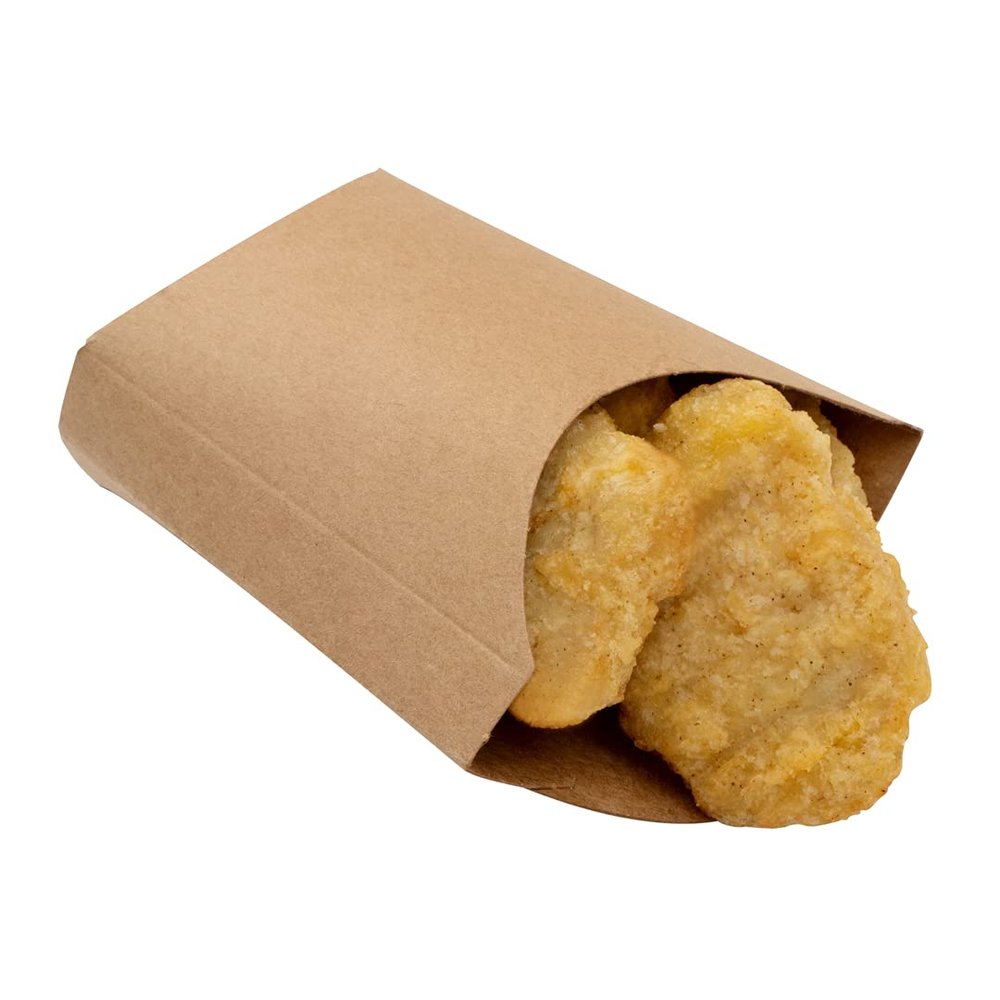 Restaurantware Bio Tek 3.9 x 2.6 x 3.5 Inch French Fry Cup 100 Disposable Snack Cups - Stackable Sustainable Kraft Paper 2 Ounce Fry Holder For Fries Onion Rings Popcorn or Cookies