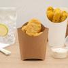 Restaurantware Bio Tek 3.9 x 2.6 x 3.5 Inch French Fry Cup 100 Disposable Snack Cups - Stackable Sustainable Kraft Paper 2 Ounce Fry Holder For Fries Onion Rings Popcorn or Cookies view 3