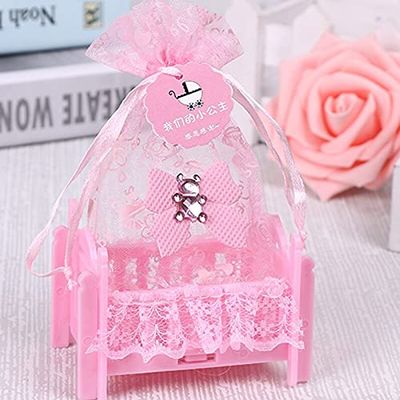 Crysdaralovebi 12pcs Birthday Baby Shower Candy Box Wedding Party Supplies Personalized Creative Cradle Type Box Gift Candy Bag (A)