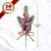 ELECLAND 10 Pcs Christmas Picks Decorations Artificial Pine Branches Stems Spray with Pine Cones Faux Pine Picks Red Berry Holly Leaves for Craft Floral Christmas Wreath Picks Ornaments, Red view 2