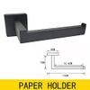 ZTBH Bathroom Hardware Sets Bathroom Hardware Set, Black Robe Hook, Towel Rail Bar, Rack Bar, Tissue Paper Holder, Toothbrush Holder Bathroom Hardware Towel Set (Color : Paper Holder) view 2