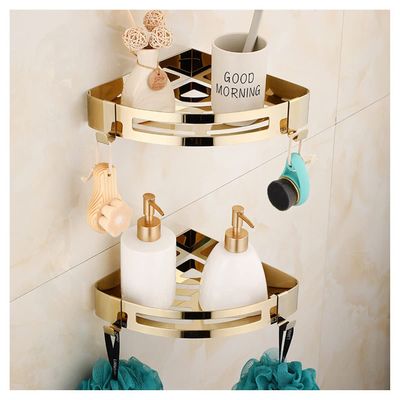 ZTBH Bathroom Hardware Sets Bath Hardware Sets, Bathroom Towel Rack, Paper Holder, Toilet Brush Holder, Towel Hanger, Hooks Bathroom Hardware Towel Set (Color : Corner Shelf 2)