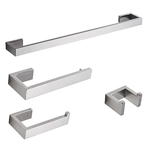 ZTBH Bathroom Hardware Sets Bathroom Hardware Set, Robe Hook, Towel Rail, Tissue Paper Holder, Toothbrush Holder Bathroom Hardware Towel Set (Color : 4 Piece Bathroom Set)