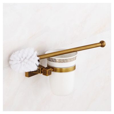 Bathroom Hardware Sets Bathroom Accessories Set, Brass Antique Bronze Carved Square Bath Hardware Set, Towel Rack,Paper holder, Toilet Brush Bathroom Hardware Towel Set ( Color : Toilet brush holder )