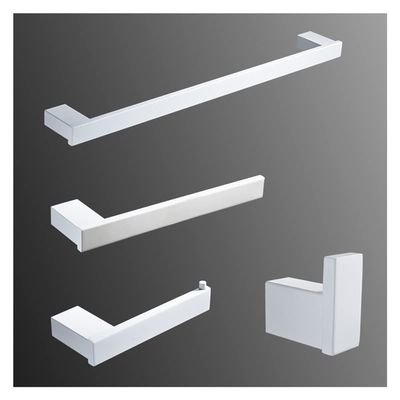 ZTBH Bathroom Hardware Sets Bathroom Hardware Set, White Robe Hook, Towel Rail Bar, Tissue Paper Holder Toothbrush Holder Bathroom Hardware Towel Set (Color : 4 Piece Bathroom Set)