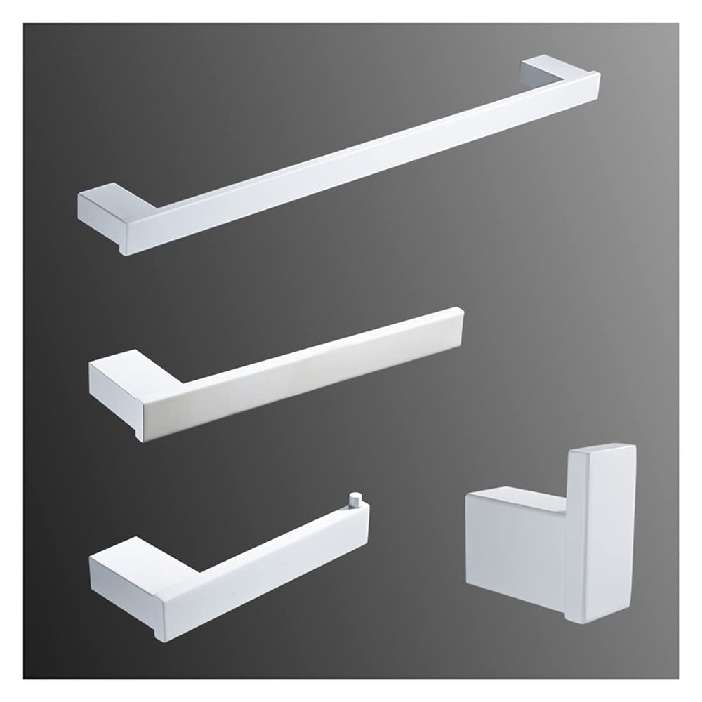 ZTBH Bathroom Hardware Sets Bathroom Hardware Set, White Robe Hook, Towel Rail Bar, Tissue Paper Holder Toothbrush Holder Bathroom Hardware Towel Set (Color : 4 Piece Bathroom Set)