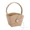 Burlap Flower Girl Baskets Wedding Pearl Flower Girl Basket with Lace Bowknot for Vintage Rustic Wedding Ceremony view 1