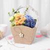 Burlap Flower Girl Baskets Wedding Pearl Flower Girl Basket with Lace Bowknot for Vintage Rustic Wedding Ceremony view 3