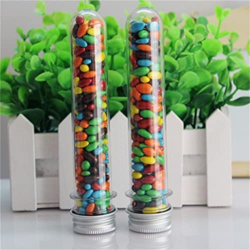Crysdaralovebi 50pcs Plastic Test Tubes Metal Screw Wedding Bomboniere Party Lollies 40ml